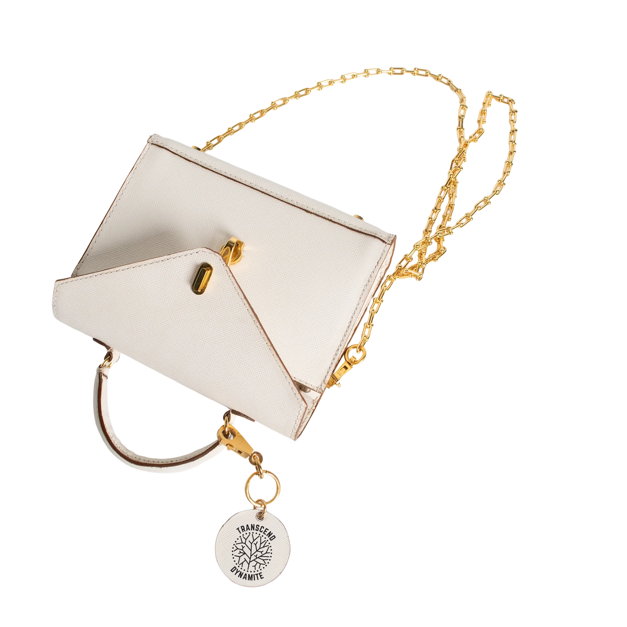 Luna Mini Luxury Saffiano Leather Handbag - Off White | Handcrafted USA - Image 3