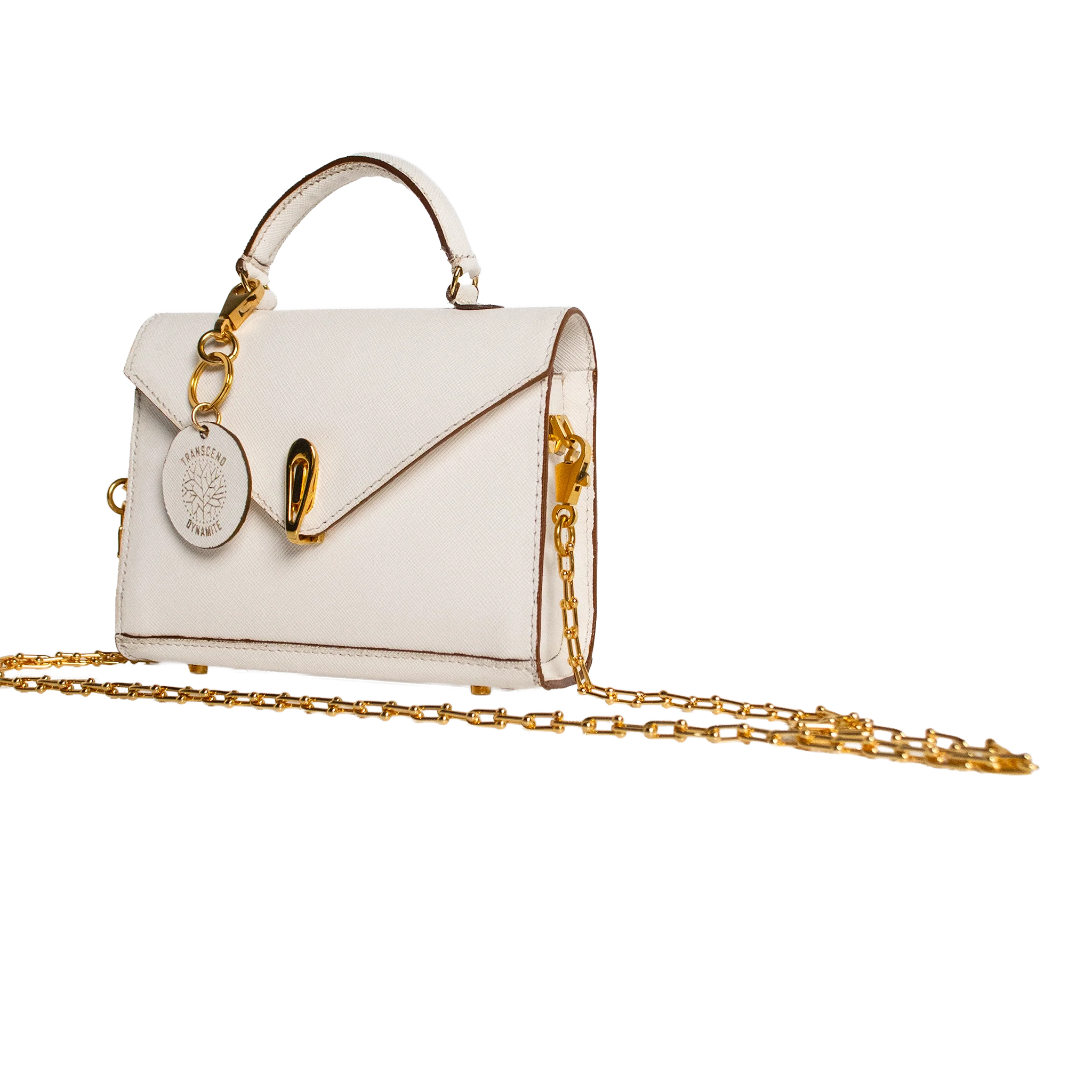 Luna Mini Luxury Saffiano Leather Handbag - Off White | Handcrafted USA - Image 7